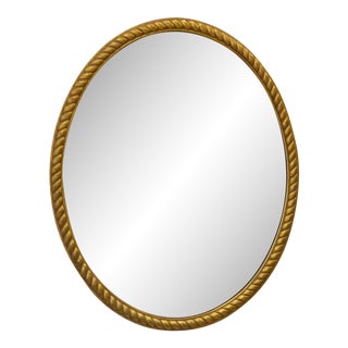 Vintage Rope Twist Oval Giltwood Mirror For Sale