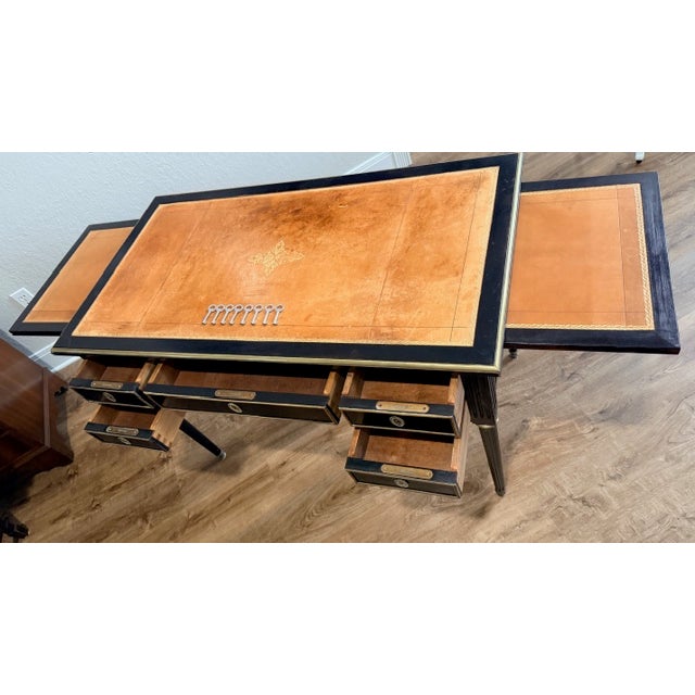 Late 19th Century Leather Top English/Italian Desk 5 Drawer / Extendable Top For Sale - Image 6 of 18