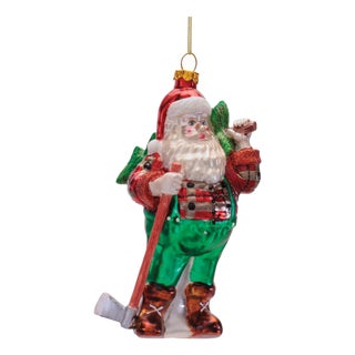 Glass Santa Lumberjack Ornaments (Set of 6) For Sale