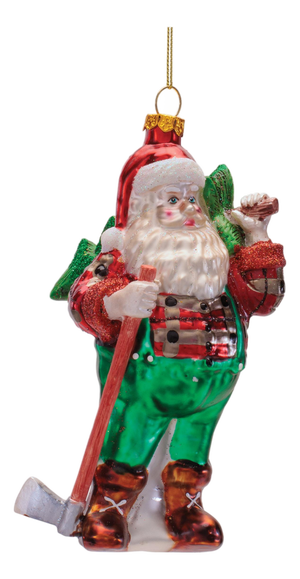 Glass Santa Lumberjack Ornaments (Set of 6)