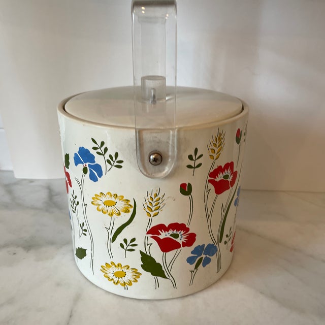 1970s Botanical Ice Bucket With Lucite Handle For Sale - Image 4 of 13