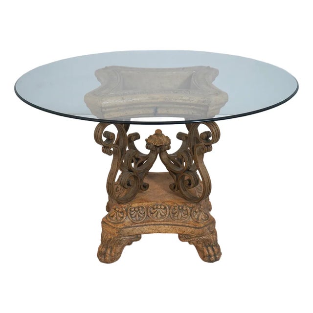Ello Round Glass Top Pedestal Table For Sale