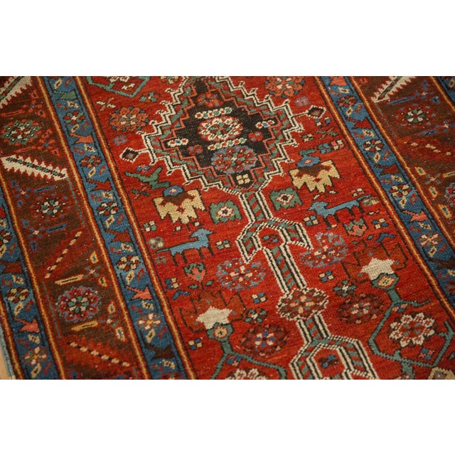 Shabby Chic 1910s Vintage Northwest Persian Stepped Medallion Wool Rug Runner For Sale - Image 3 of 13