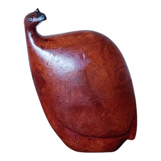 Early 20th Century Hand Carved Decorative Quail in Wood For Sale