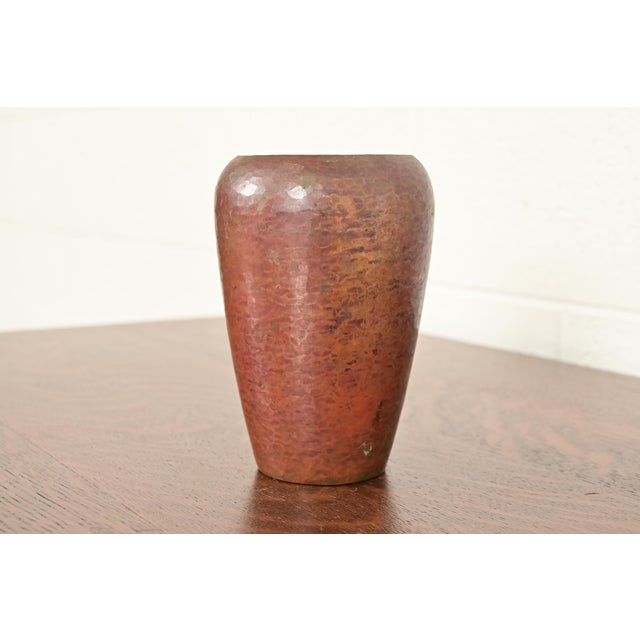 Art Deco Ramon Ramirez Arts & Crafts Hammered Copper Vase For Sale - Image 3 of 11