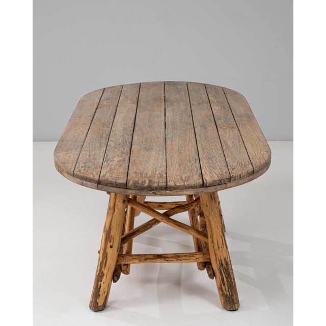 20th Century Belgian Brutalist Wooden Dining Table With Carved Base For Sale - Image 14 of 18