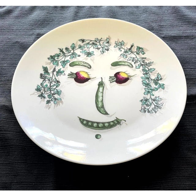Modern Fornasetti Ceramic Vegetable Face Plate For Sale - Image 3 of 7