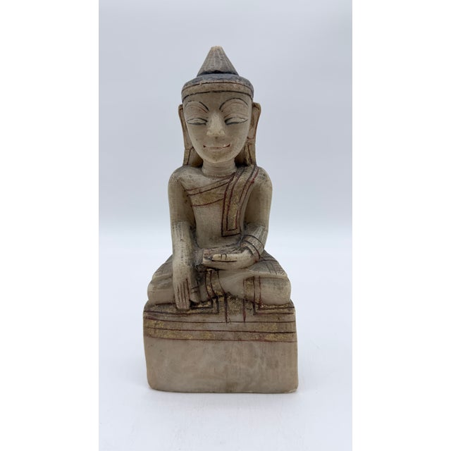 Antique Burmese Alabaster Seated Buddha, Mandalay Period, Circa Late 19th–Early 20th Century For Sale - Image 11 of 13