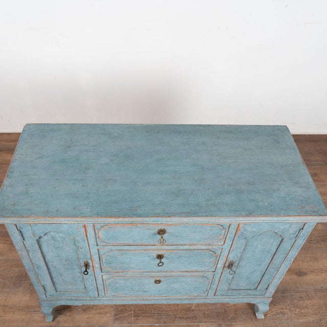 Swedish 19th Century Blue Painted Small Sideboard Console For Sale - Image 4 of 16