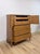 Brown Mid Century Tallboy Dresser MCM Five Drawer Brass Accent Warm Gray Tone Wood For Sale - Image 8 of 14