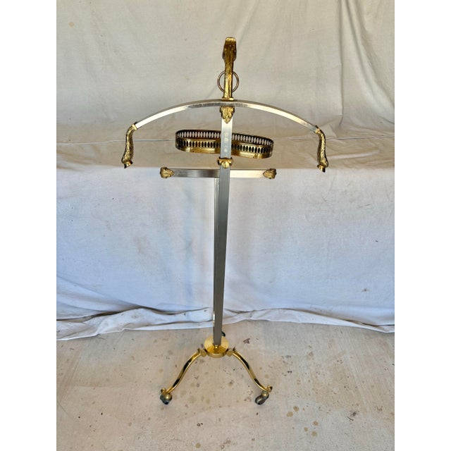 Mid 20th Century Italian Maison Jansen Style Mixed Metal Ram's Head Gentleman's Valet Stand For Sale - Image 11 of 14