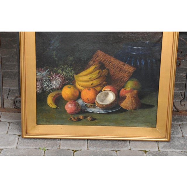 English Signed Elinor Jones 1908 Oil on Canvas Still-Life Painting in Gilt Frame For Sale In Atlanta - Image 6 of 10