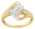 10K Yellow and White Gold 1/10 Cttw Baguette and Round-Cut Diamond Bypass Ring (I2 Color, H-I Clarity) - Size 7 For Sale