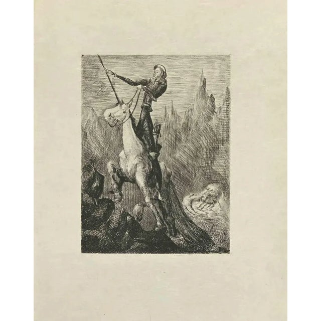 Don Quixote Galloping is an etching and drypoint print on ivory-colored Japanese paper, realized by Wladyslaw Jahl in...