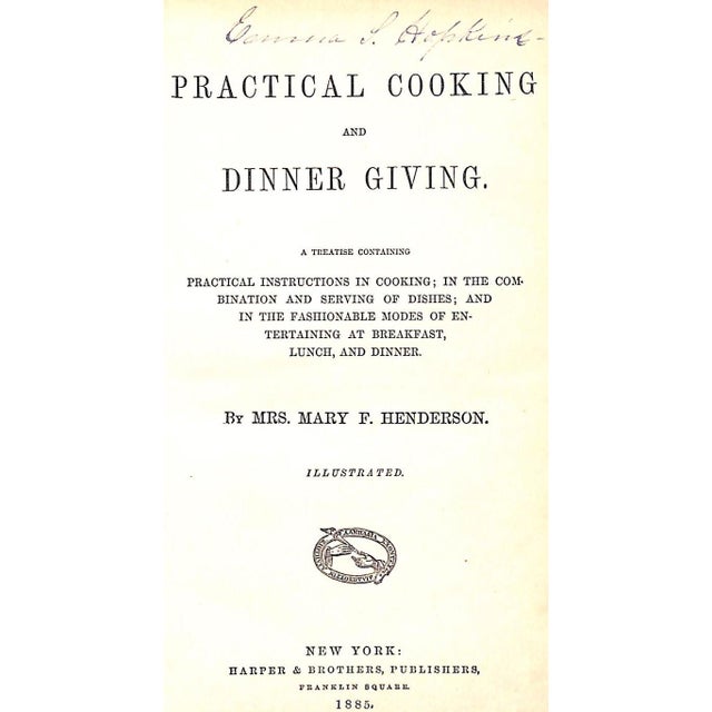 HENDERSON, Mrs. Mary F. [376] pp. Harper & Brothers, Publishers 1885 7 3/4" x 5 1/2"