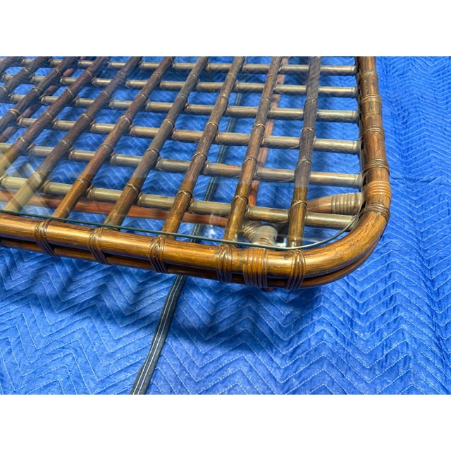 Vintage Bamboo & Rattan Coffee Table For Sale - Image 4 of 5