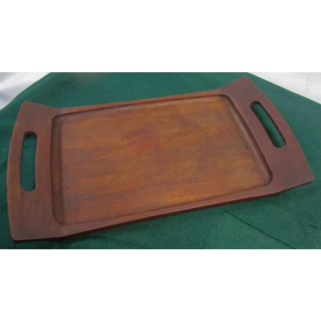 Chestnut Dansk International Designs Ltd Jhq Large Teak Tray Mid Century Modern Home Decor For Sale - Image 8 of 8