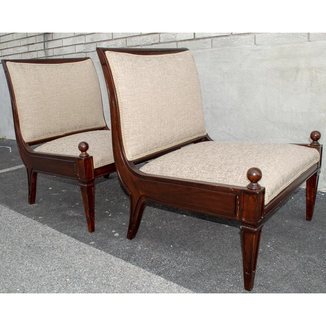 Textile Pair of 1950s Modern Living Room Chairs, Newly Upholstery & Restored For Sale - Image 7 of 10