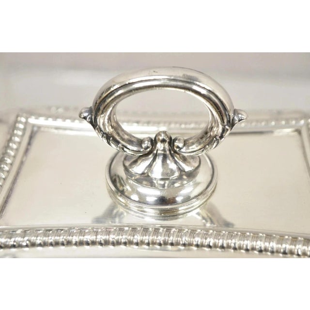 Vintage English Regency Silver Plated Covered Vegetable Serving Platter Dish For Sale - Image 4 of 11