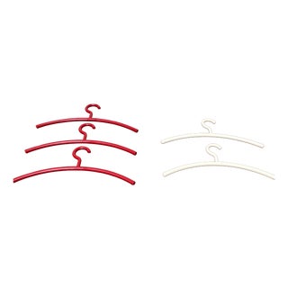 Mid-Century Modern Space Age German Red and White Coat Hanger, 1960s, Set of 5 For Sale