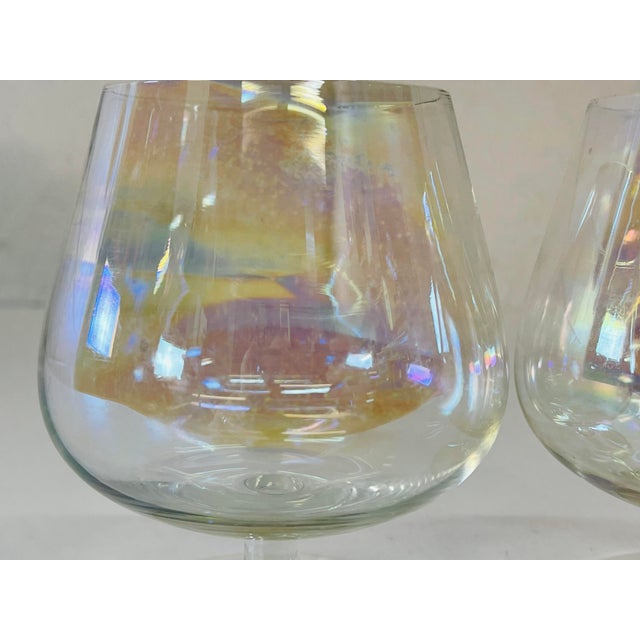 Mid-Century Modern Vintage 1960s Iridescent Brandy Snifters, Pair For Sale - Image 3 of 6