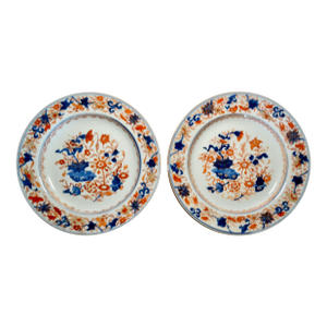 Antique Japanese Porcelain Imari Chargers W/Stapled Repairs, a Pair