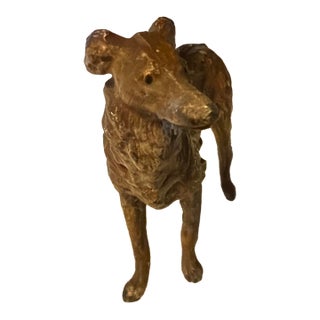 Vintage Bronze Metal Dog Figurine Borzoi Saluki Greyhound Statue 4 Inch For Sale