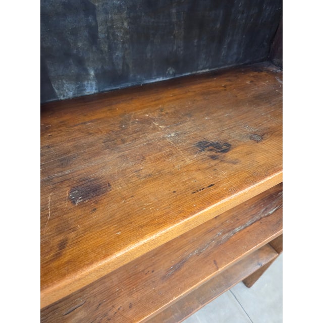Vintage Rustic Primitive Handmade Pine Bookcase With Metal Backing For Sale - Image 12 of 15