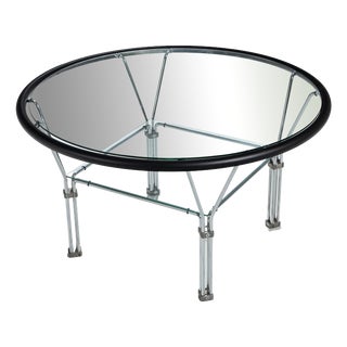 Vintage Round Glass and Steel Coffee Table by Niels Bendtsen, 1980s For Sale