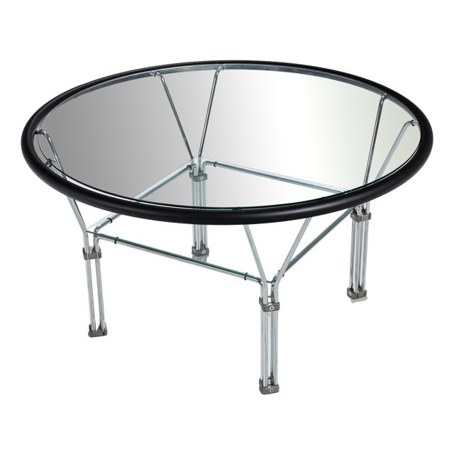 Vintage Round Glass and Steel Coffee Table by Niels Bendtsen, 1980s For Sale