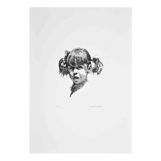 Sigfrido Oliva, Portrait of Girl, Etching, 1987 For Sale