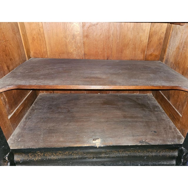 Antique Victorian Chinoiserie Painted Marble-Top Mirrored Vanity Table / Washstand Chest Signed Gwt For Sale - Image 11 of 12