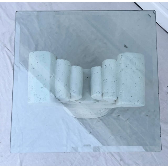 1980s Modern Sculptural Plaster and Glass Side Table For Sale - Image 9 of 11