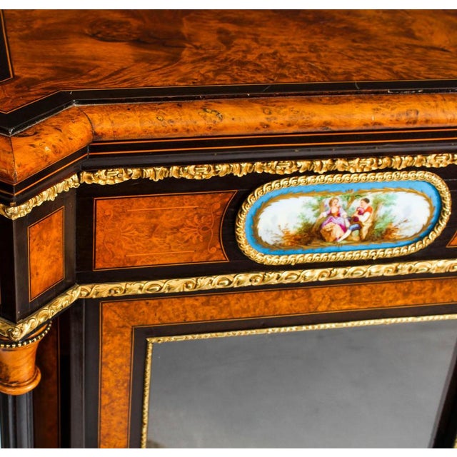 Victorian Burr Walnut & Sèvres Plaques Credenza For Sale - Image 6 of 18