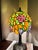 Cream Vintage Tiffany Style Floral Stained Glass Accent Table Lamp With Tree Trunk Base For Sale - Image 8 of 10