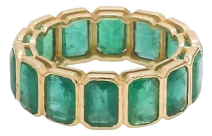 Natural 6.31 cts Zambian emerald band ring in 18k gold