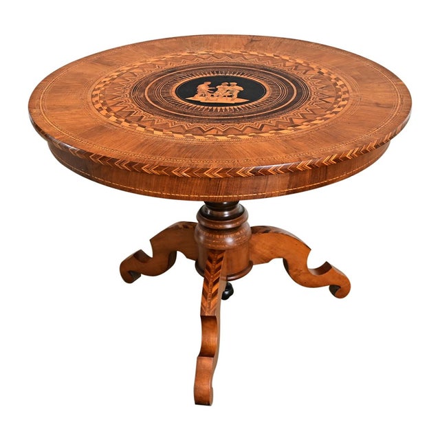 Italian 19th Century Marquetry Inlay Round Center Table For Sale In Baton Rouge - Image 6 of 14