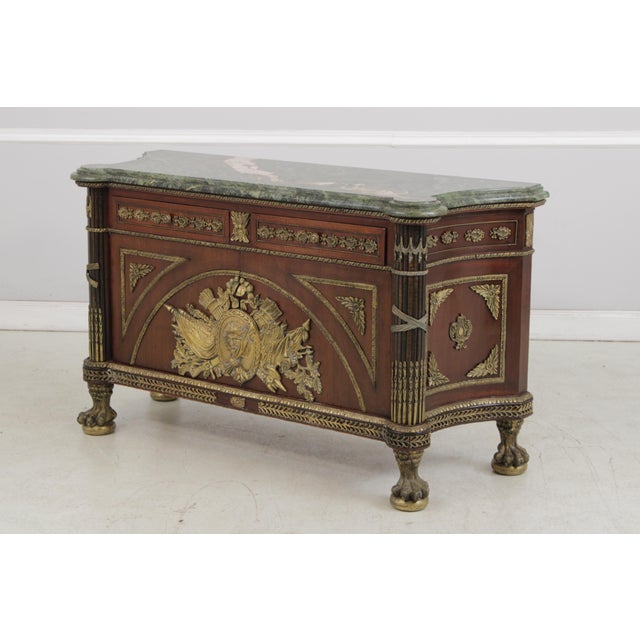 French Vintage Marble Top French Louis XVI Style Commode For Sale - Image 3 of 18