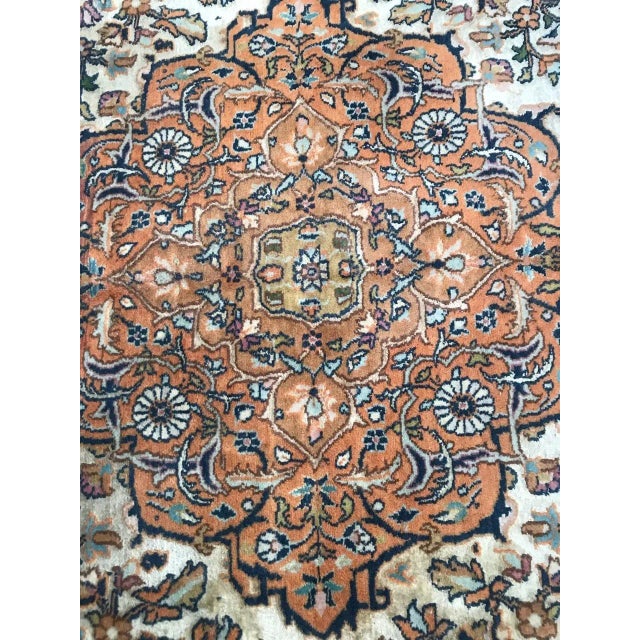 Red Vintage Indian Silk and Wool Rug For Sale - Image 8 of 18