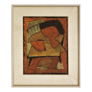 Angel Botello, Nino Con Una Taza (Rare Signed, Limited Edition Linocut)