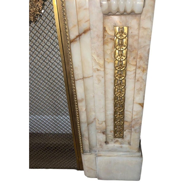 19th Century French Louis XV–Style Onyx & Dore Bronze Fireplace Mantle For Sale - Image 4 of 8
