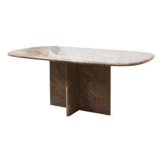 Mid 20th Century Post Modern Pink and Beige Granite Stone Dining Table For Sale