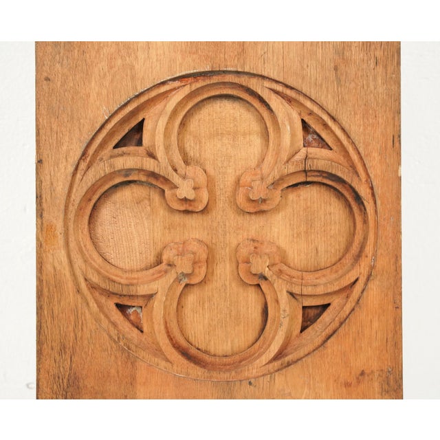 Reclaimed Gothic Quatrefoil Wood Architectural Element For Sale - Image 4 of 11