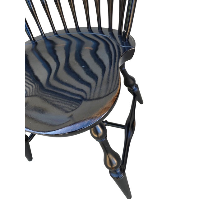 1990s 2 Nichols & Stone Windsor Side Chairs Bow Back Saddle Seat Distressed Country For Sale - Image 9 of 16