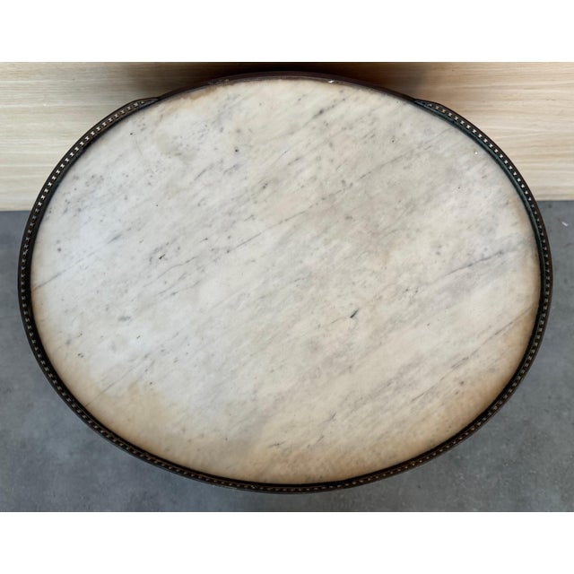 Early 20th Century Pair of Louis XV Oval Bouillotte Shape Nightstands with Drawer and Low Shelve For Sale - Image 11 of 18