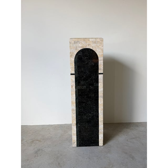 Art Deco 1980s Vintage Maitland-Smith Art Deco Postmodern Tessellated Stone Architectural Pedestal For Sale - Image 3 of 12