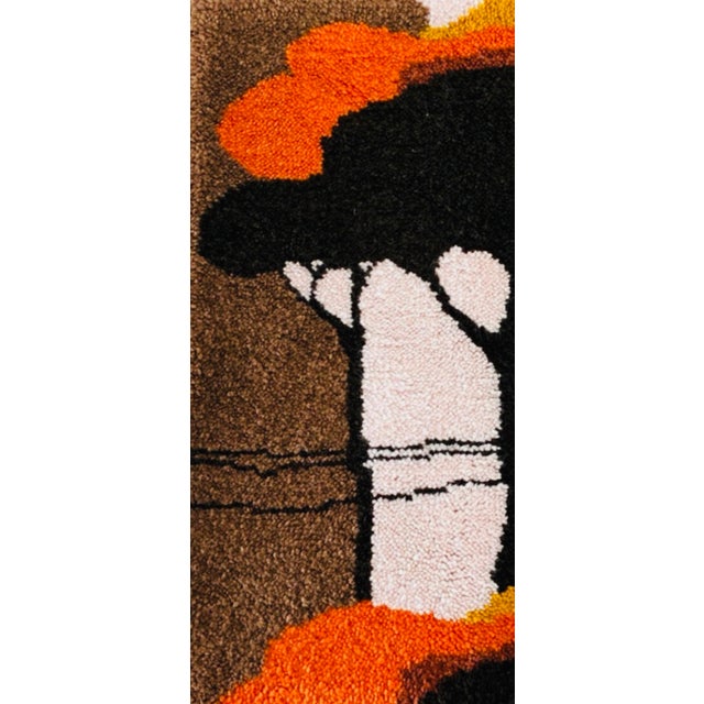 Marimekko 70s Danish Marimekko Mid Century Modern Rya Type Landscape Trees Rug Wall Hanging Art Finland For Sale - Image 4 of 7