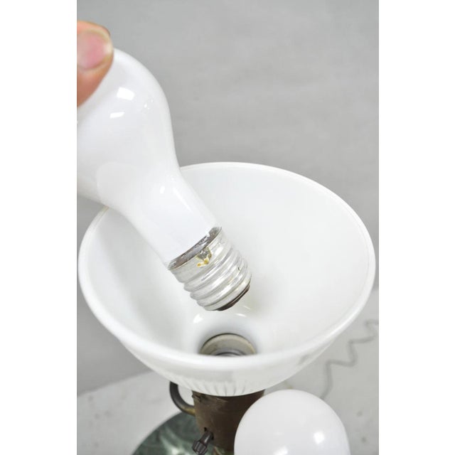 Mid 20th Century Hollywood Regency Tommi Parzinger Style Green Marble End Table Floor Lamp - Pair For Sale - Image 16 of 18