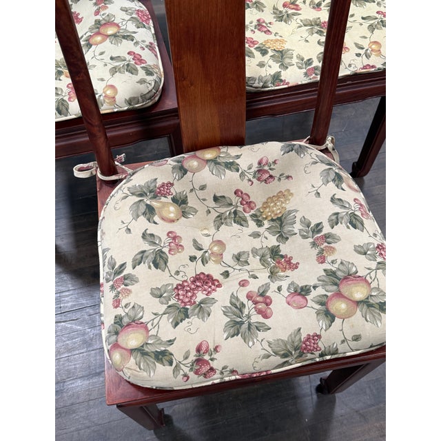 Vintage Chinese Rosewood Dining Table + Six Dining Chairs, Set For Sale - Image 9 of 12