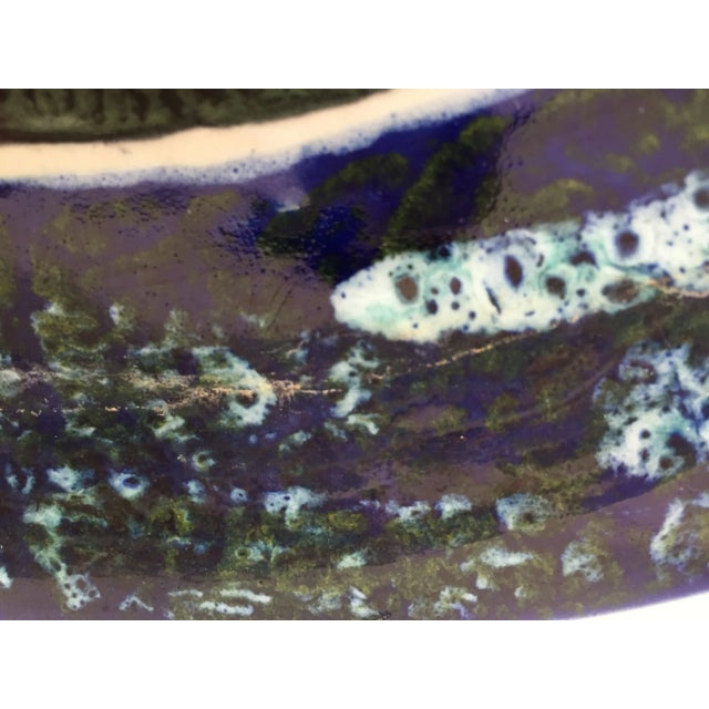 Vintage Large Spanish Art Pottery Colorful Fish Wall Hanging Plate For Sale - Image 11 of 12